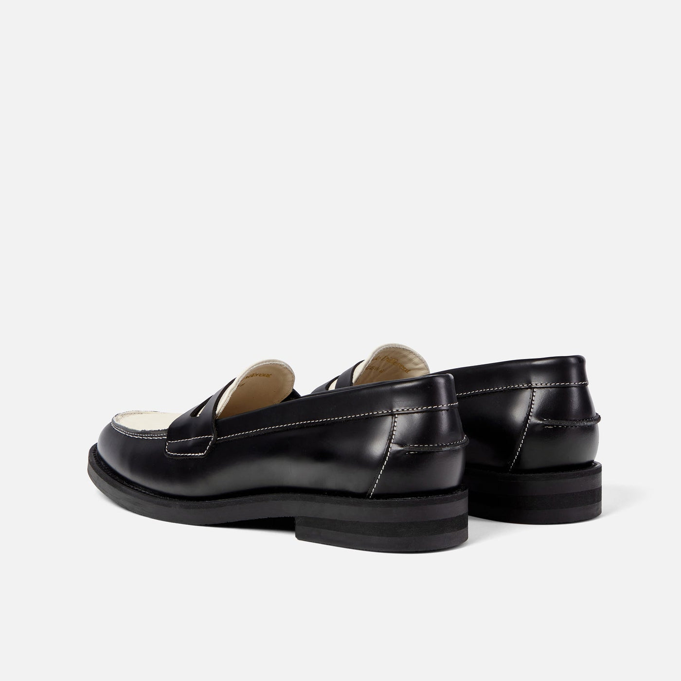 WILDE Black + White Leather Penny Loafer - Women's | DUKE +