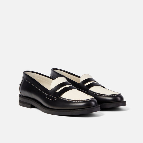 Wilde Black + White Penny Loafer - Women's