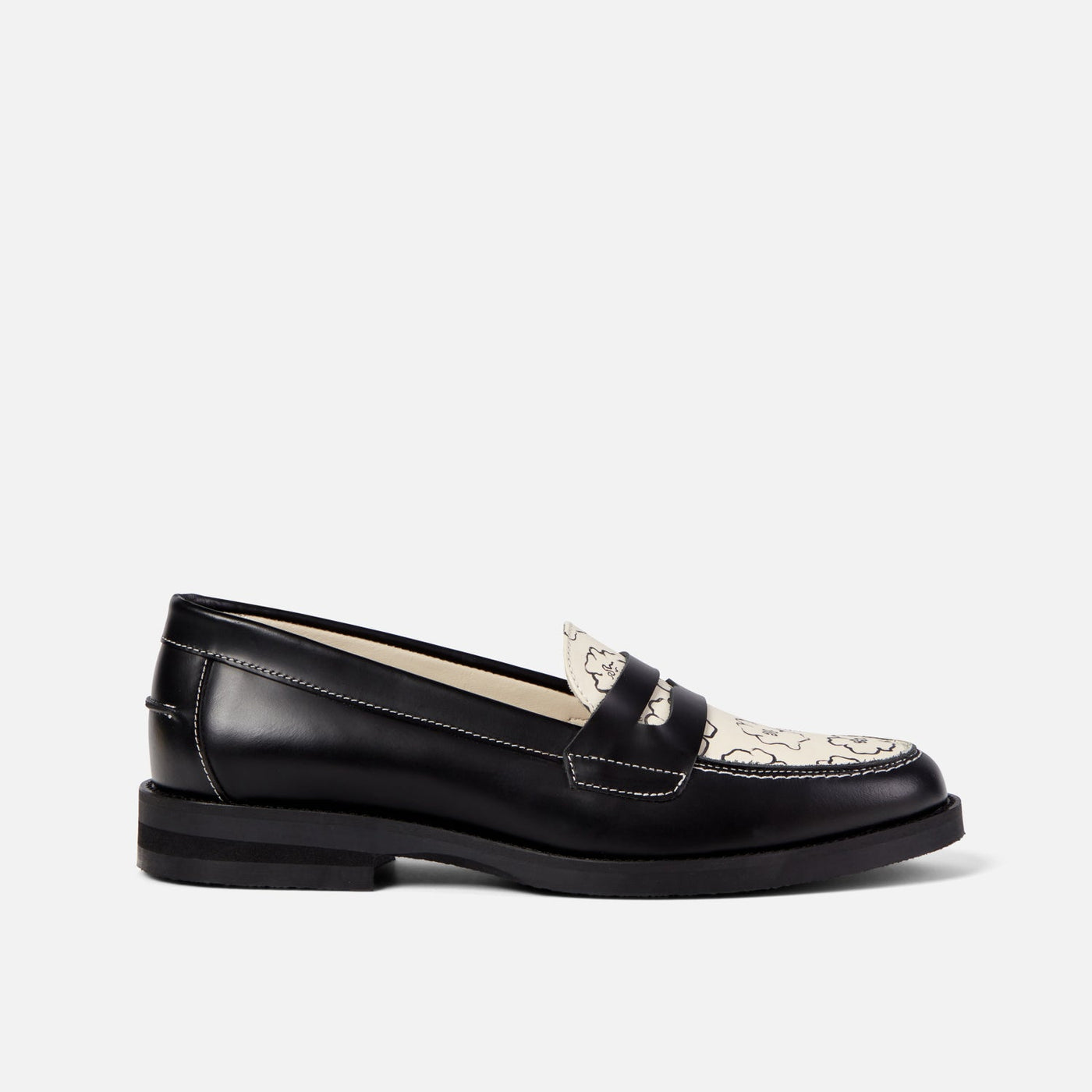 【Duke + Dexter】Wilde Tattoo Penny Loafer - Women's DUKE + DEXTER | Wilde Black Sketch Floral Penny Loafer - Wo…