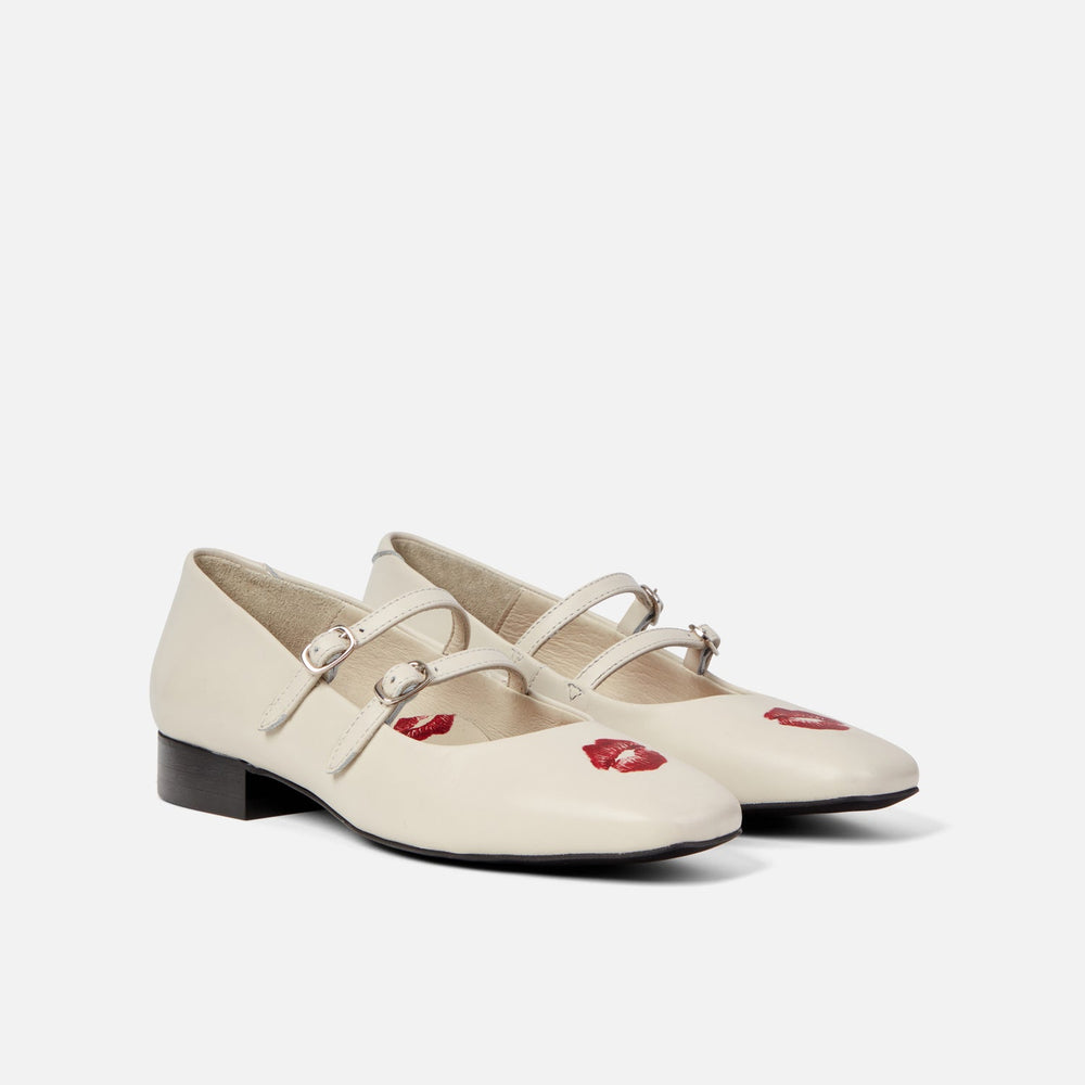 Ruby Off-White Leather Kiss Mary Jane - Women's