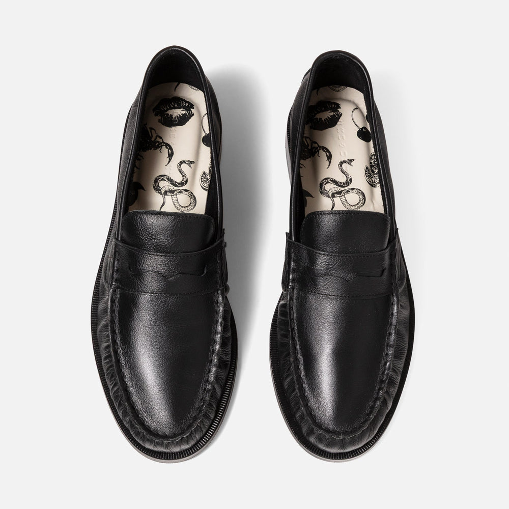 Ezra Black Tumbled Leather Pleated Ruched Loafer - Men's | DUKE + DEXTER Ezra Black Tumbled Leather Pleated Ruched Loafer - Men's | DUKE + DEXTER