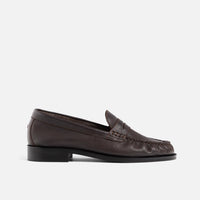 Ezra Chestnut Pebble Pleated Penny Loafer - Women's