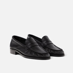 Ezra Black Pleated Penny Loafer - Women's