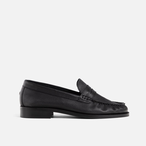 Duke + Dexter, Women's Ezra Black Tumbled Ruched Loafer