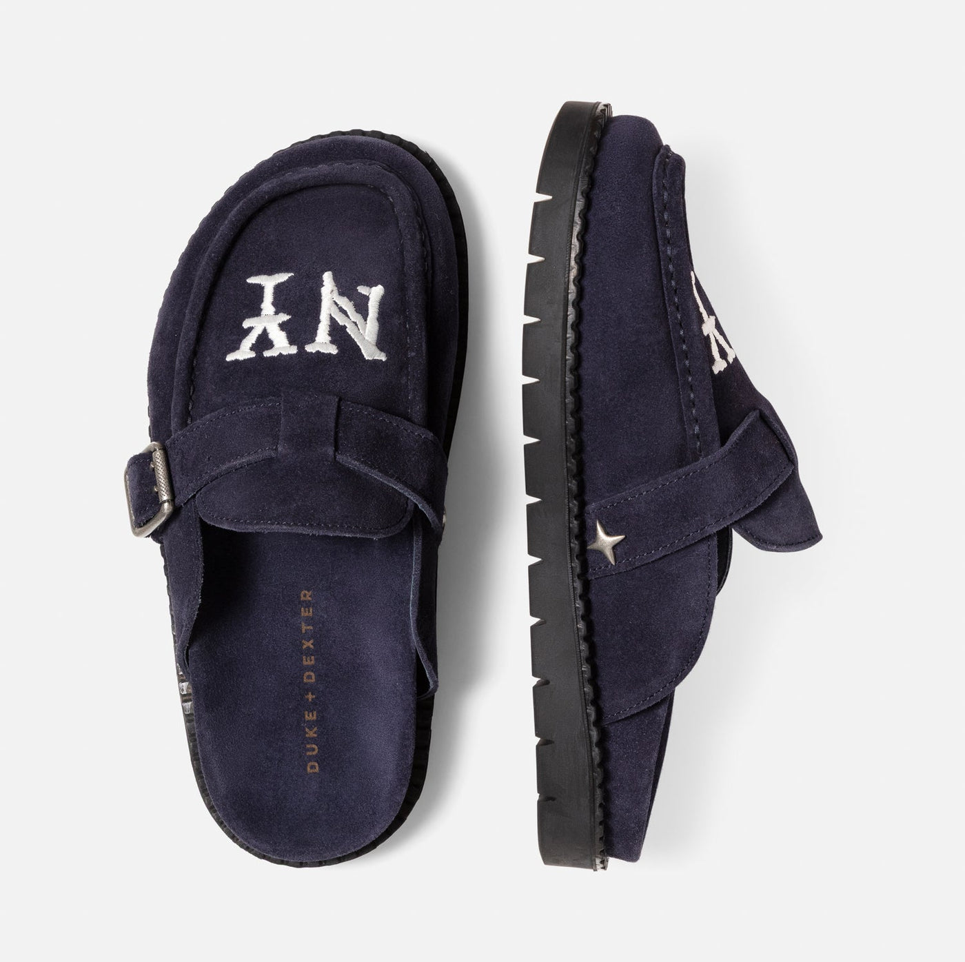 Winston NY Navy Blue Suede Mule - Women's | DUKE + DEXTER