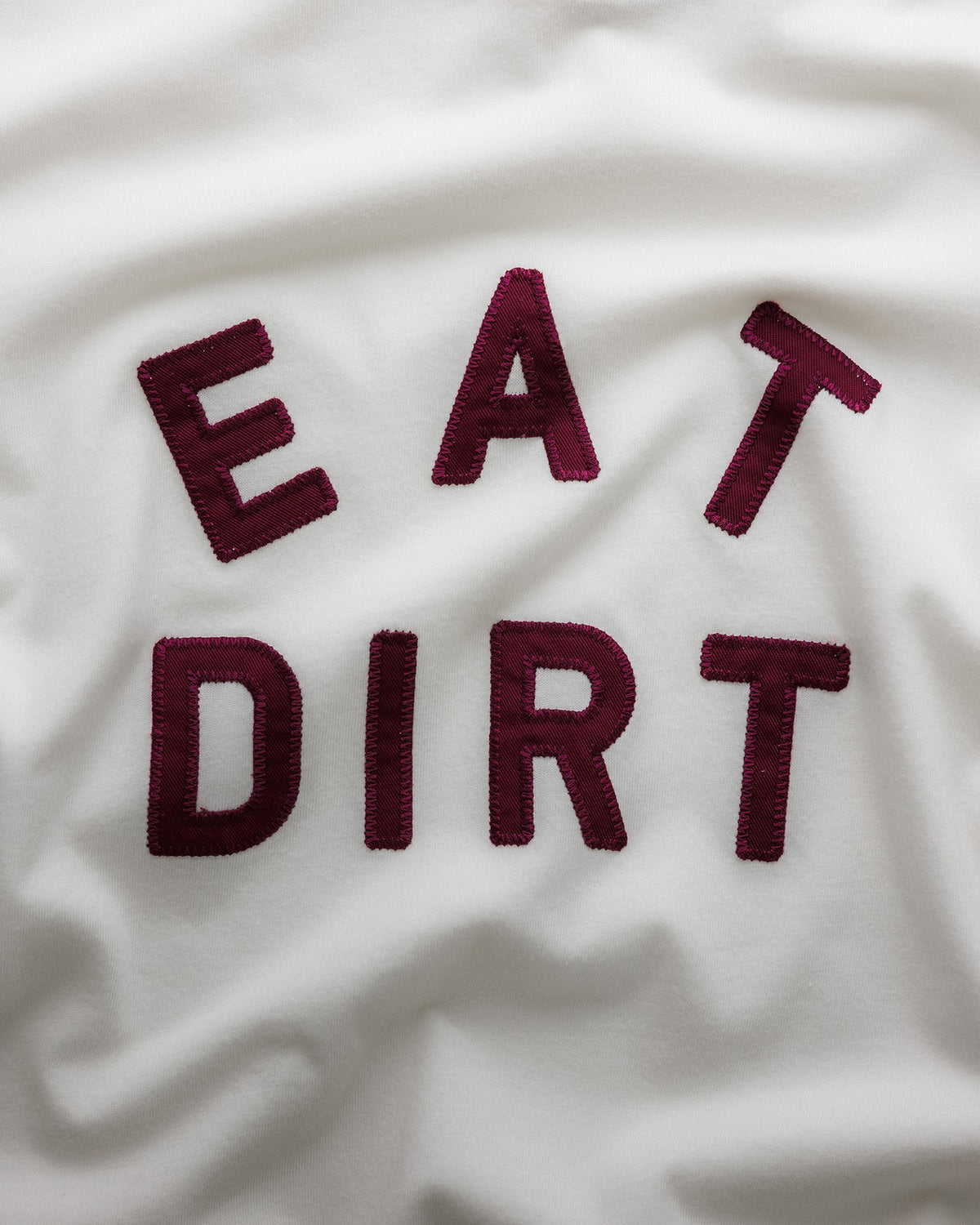Eat Dirt Vintage White + Burgundy College T-Shirt