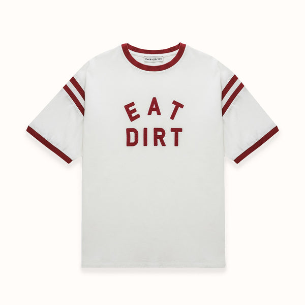 Eat Dirt Vintage White + Burgundy College T-Shirt