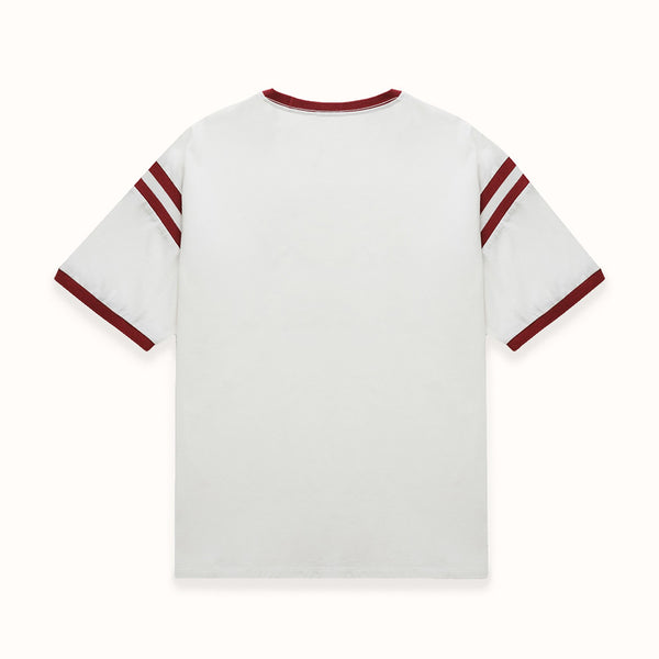 Eat Dirt Vintage White + Burgundy College T-Shirt