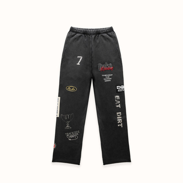 DR4 Embroidered Washed Black Sweat Pant