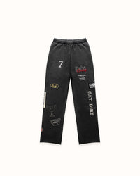 DR4 Embroidered Washed Black Sweat Pant