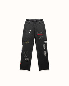 DR4 Embroidered Washed Black Sweat Pant