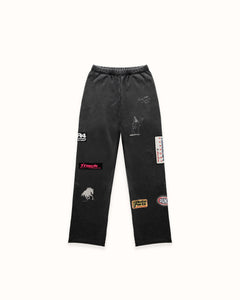 DR4 Embroidered Washed Black Sweat Pant