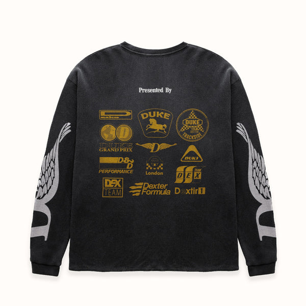 DR Sponsors Washed Black Waffle Top