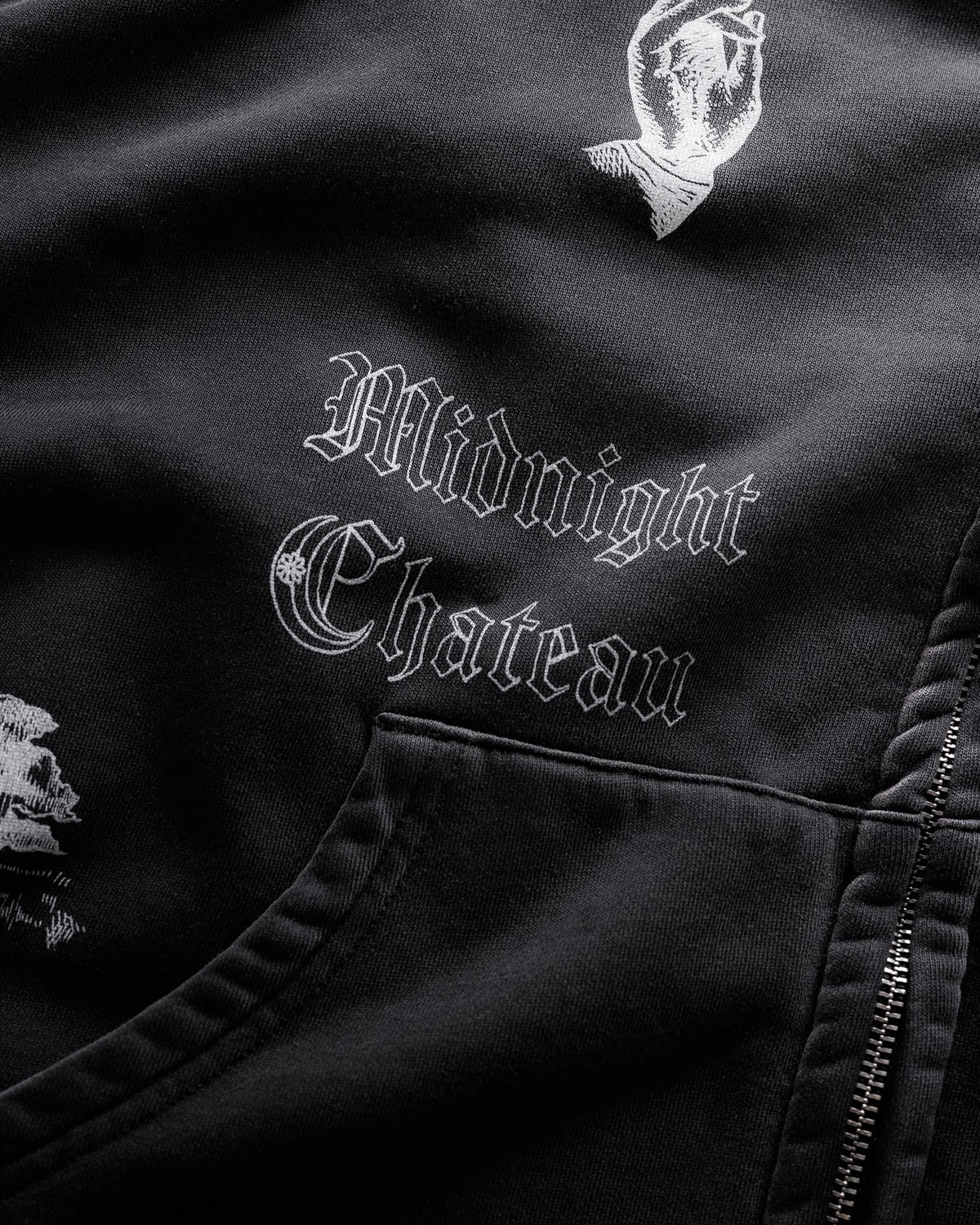 MC Sketch Washed Black Zip Hoodie