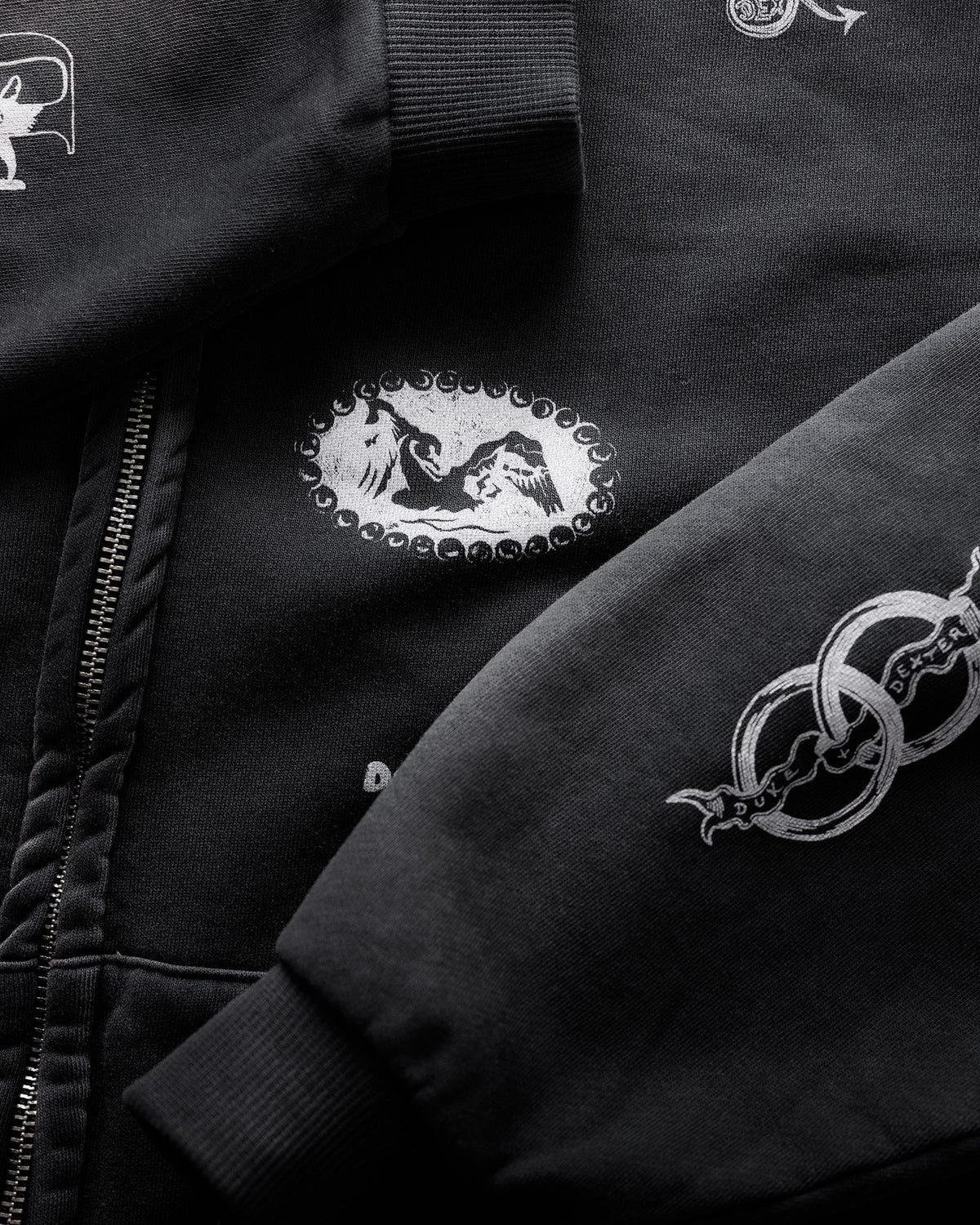 MC Sketch Washed Black Zip Hoodie