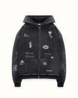 MC Sketch Washed Black Zip Hoodie