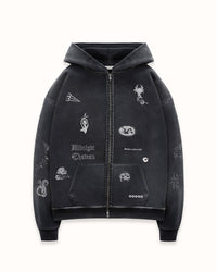 MC Sketch Washed Black Zip Hoodie
