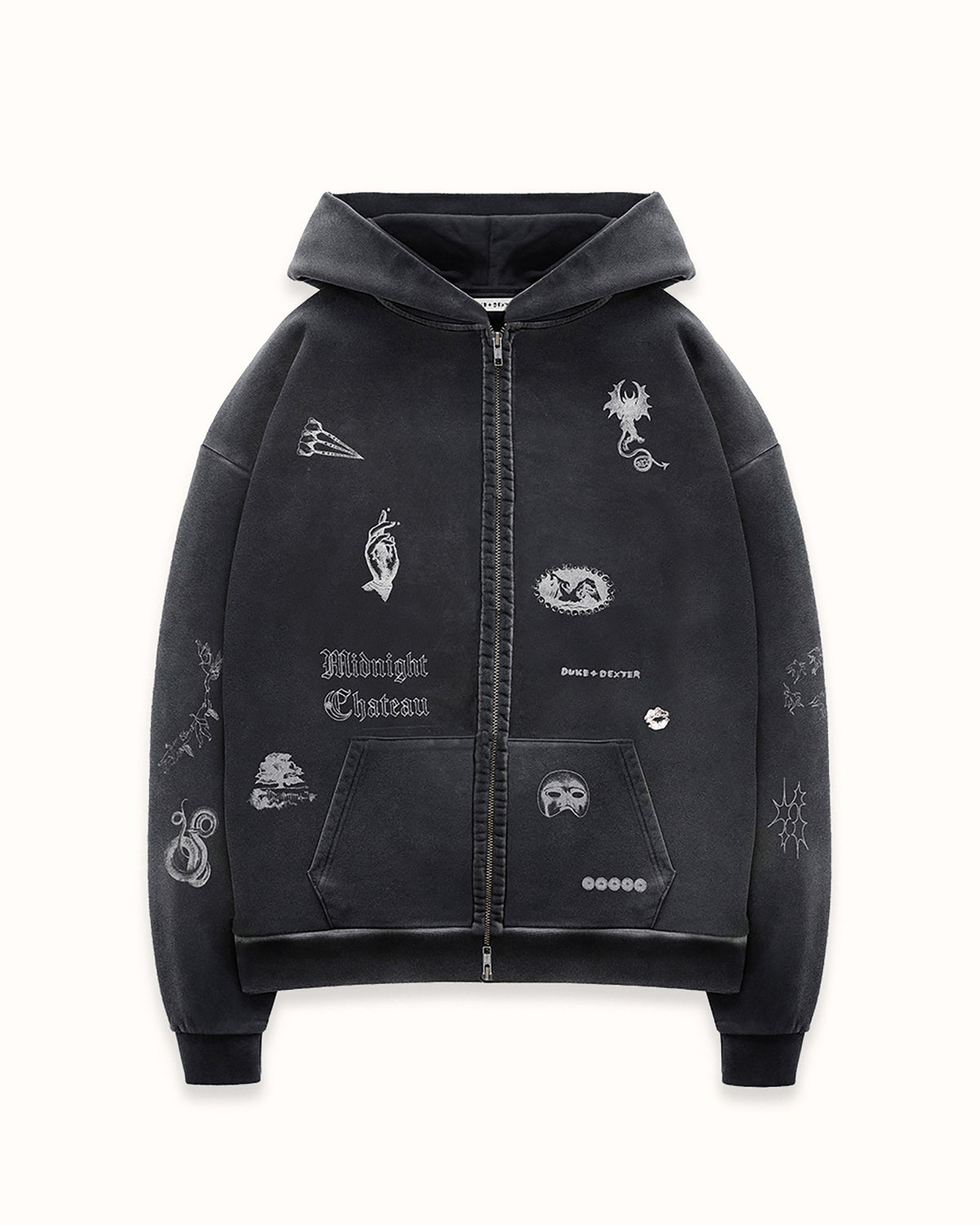 MC Sketch Washed Black Zip Hoodie