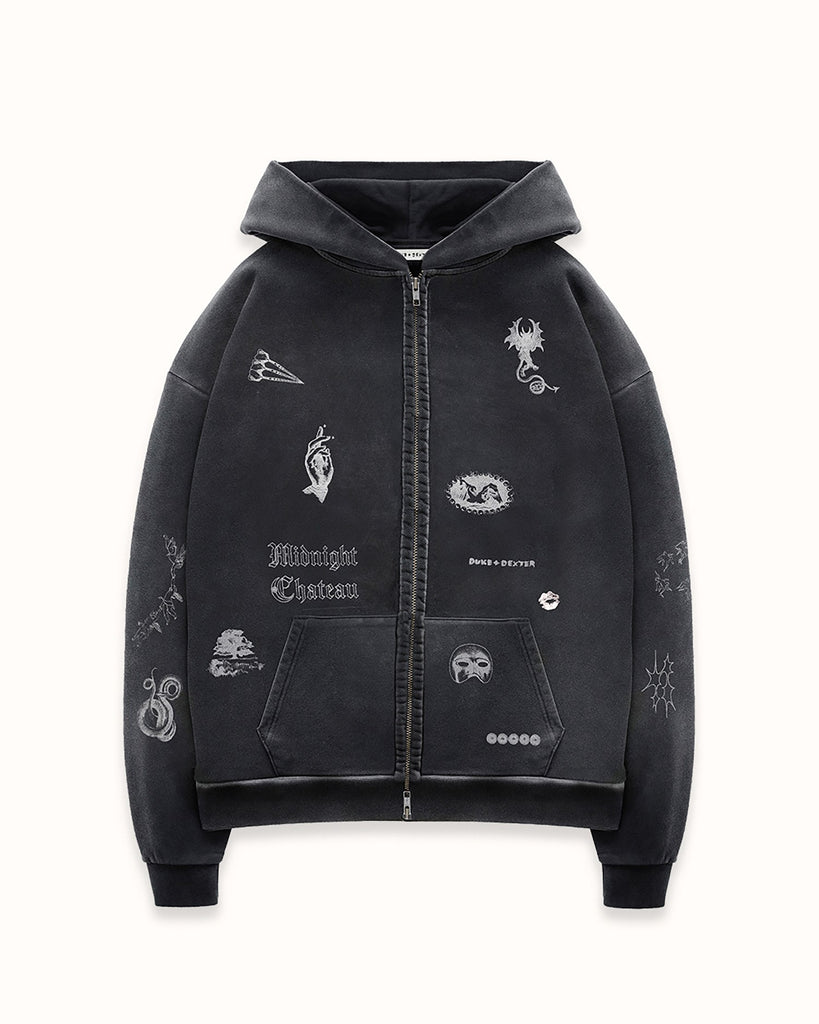 MC Sketch Washed Black Zip Hoodie