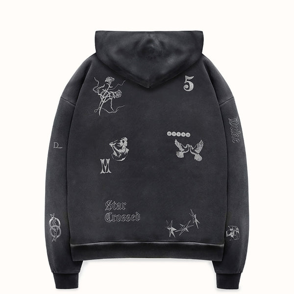 MC Sketch Washed Black Zip Hoodie