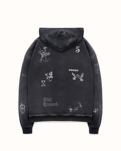 MC Sketch Washed Black Zip Hoodie
