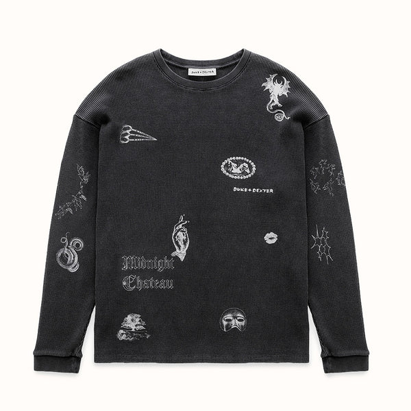 MC Sketch Washed Grey Waffle Top