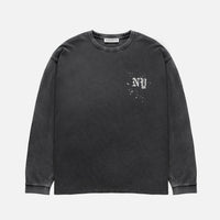NY Paint Splatter Washed Grey Long Sleeve Top