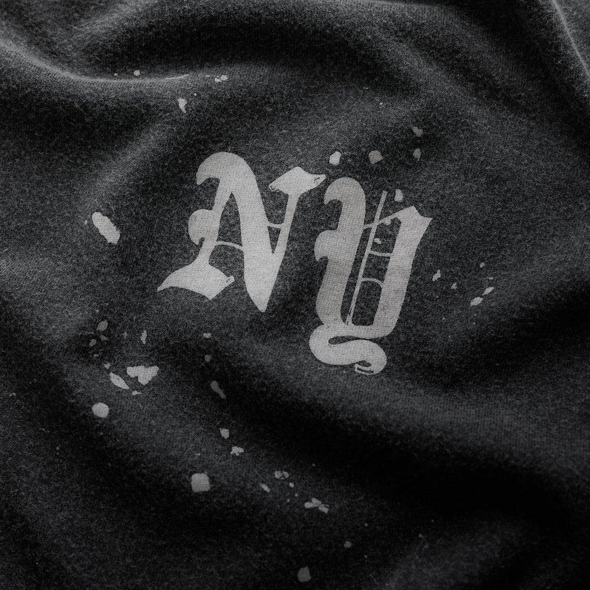 NY Paint Splatter Washed Grey Long Sleeve Top