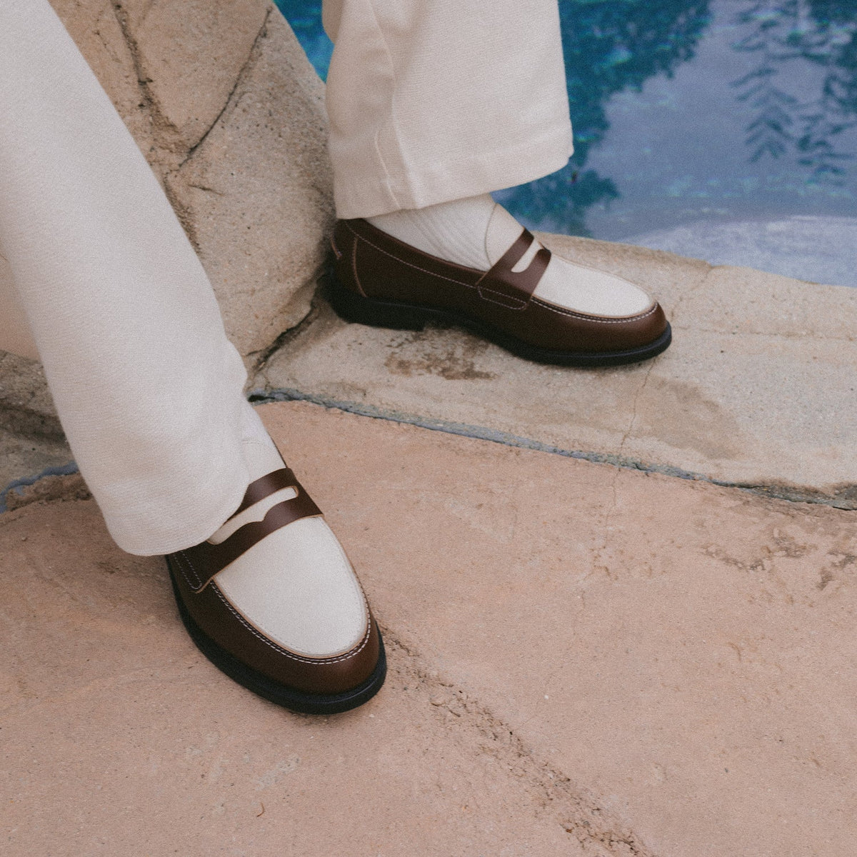 Wilde Chestnut + White Penny Loafer - Men's