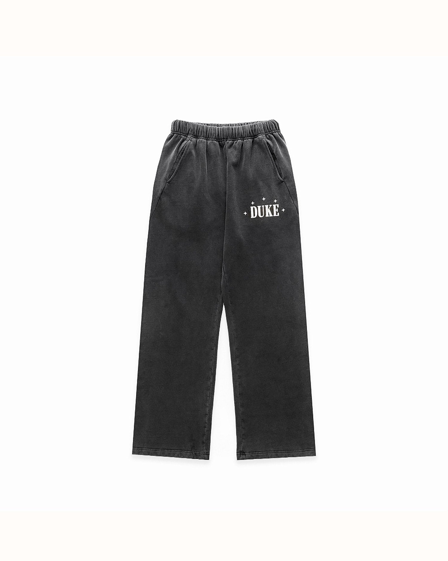 DR4 Embroidered Washed Black Sweat Pant | DUKE + DEXTER