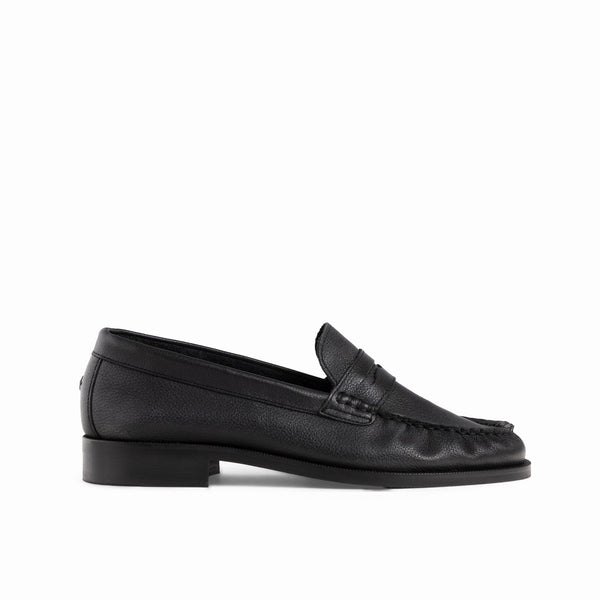 Ezra Black Tumbled Ruched Loafer - Women's