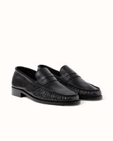 Ezra Black Tumbled Ruched Loafer - Men's