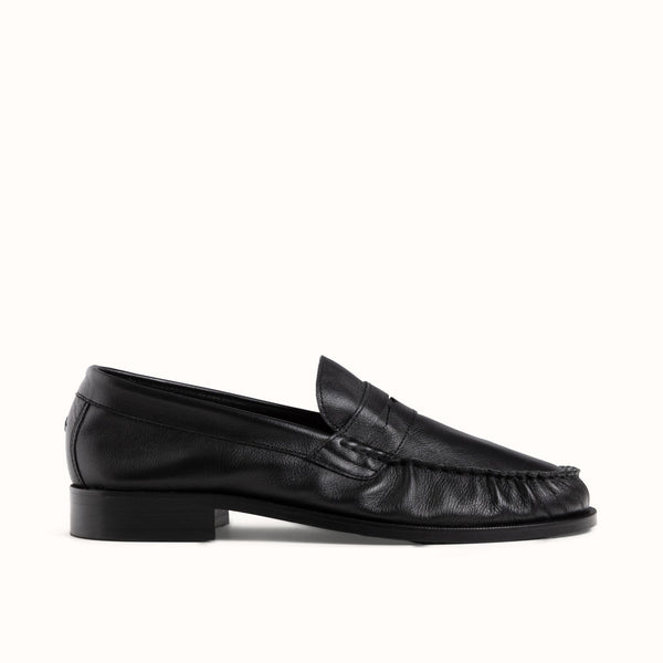 Ezra Black Tumbled Ruched Loafer - Men's