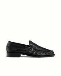 Ezra Black Tumbled Ruched Loafer - Men's
