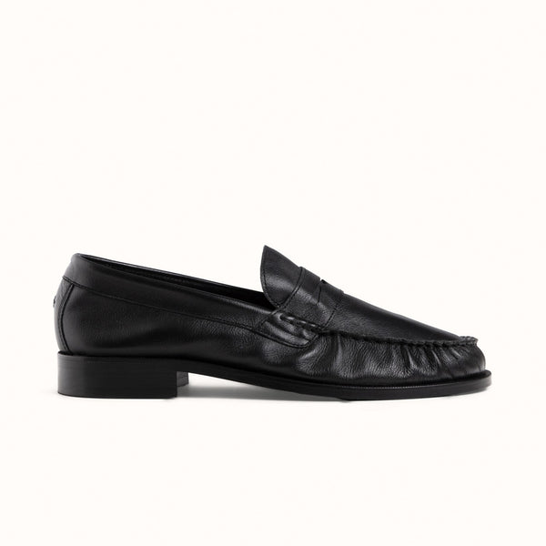 Ezra Black Tumbled Ruched Loafer - Men's