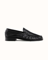 Ezra Black Tumbled Ruched Loafer - Men's
