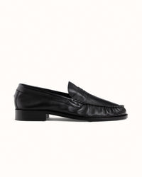 Ezra Black Tumbled Ruched Loafer - Men's