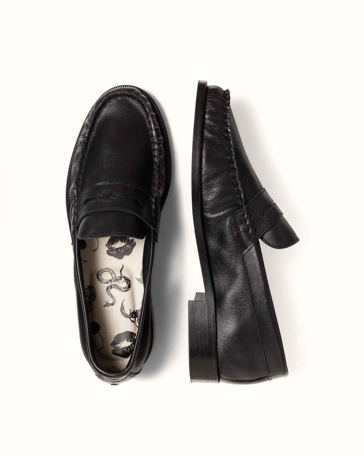 Ezra Black Tumbled Ruched Loafer - Men's