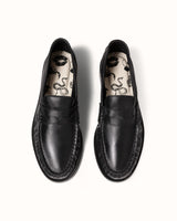 Ezra Black Tumbled Ruched Loafer - Men's