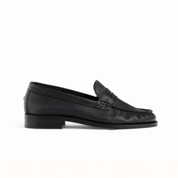 Ezra Black Tumbled Ruched Loafer - Women's
