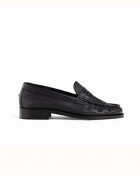 Ezra Black Tumbled Ruched Loafer - Women's