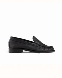 Ezra Black Tumbled Ruched Loafer - Women's
