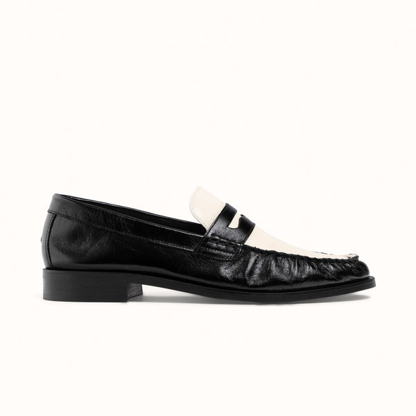 Ezra Black + White Ruched Loafer - Men's