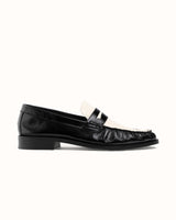 Ezra Black + White Ruched Loafer - Men's