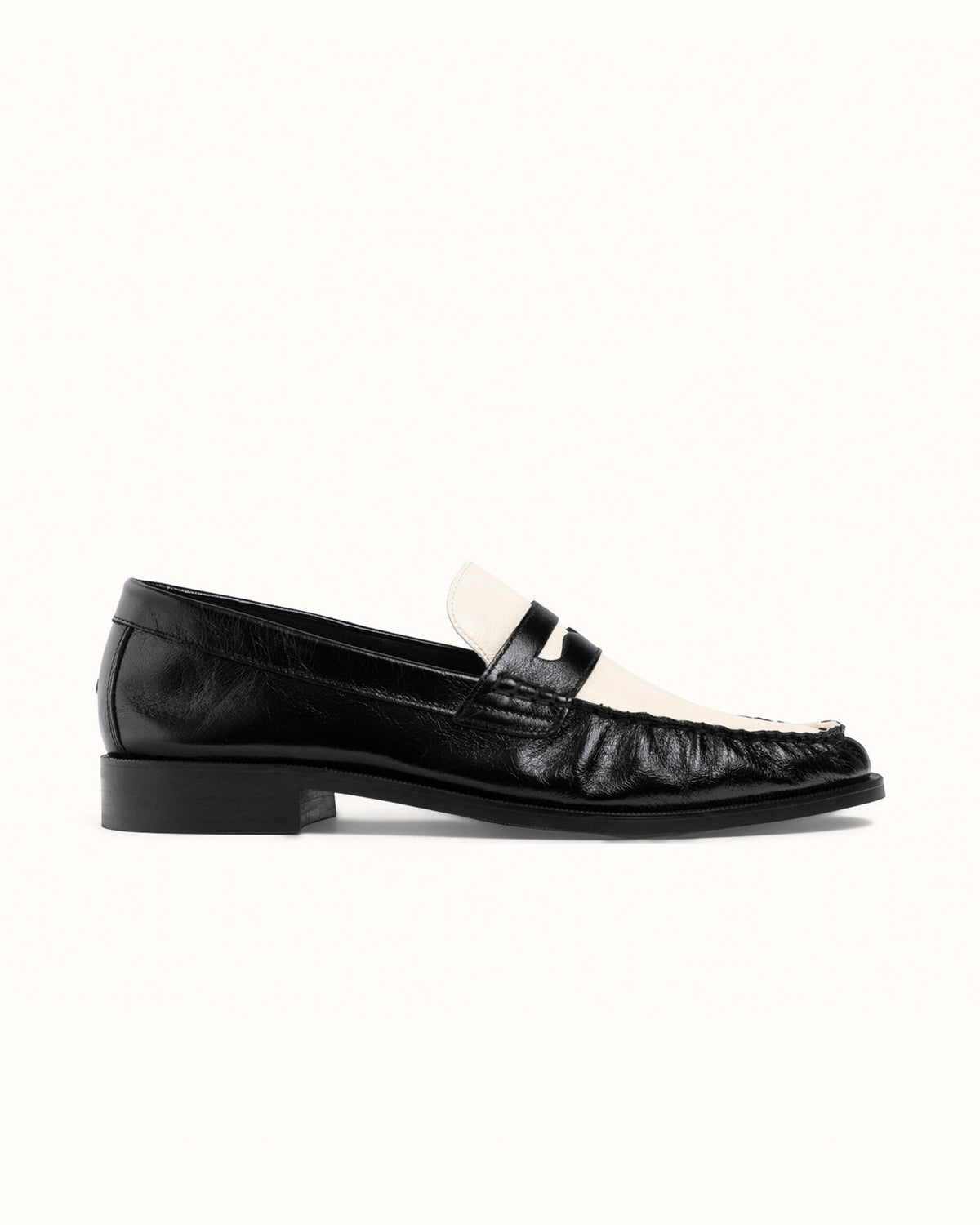 Ezra Black + White Ruched Loafer - Men's