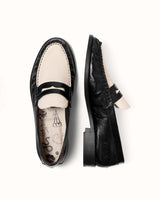 Ezra Black + White Ruched Loafer - Men's