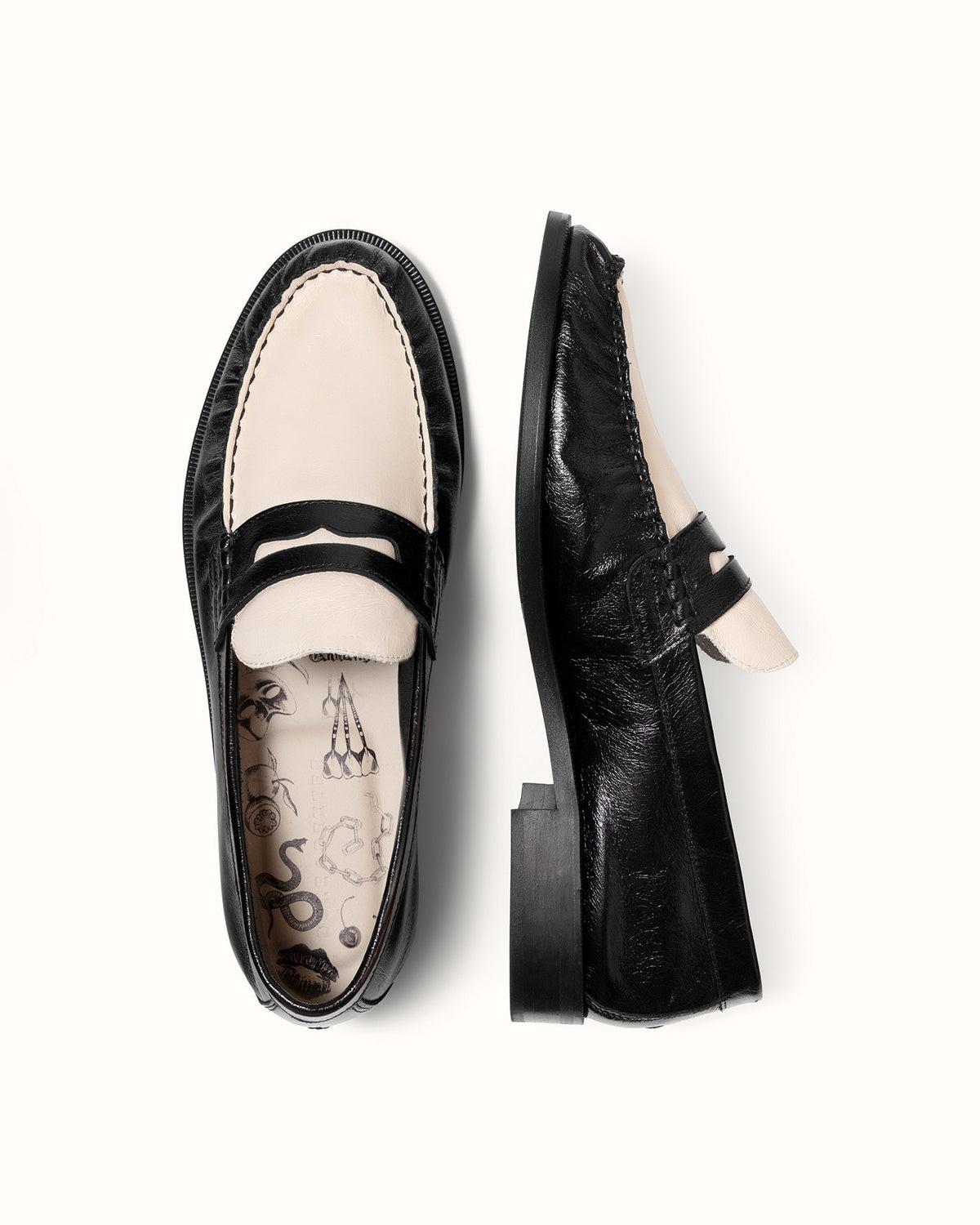 Ezra Black + White Ruched Loafer - Men's