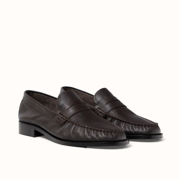 Ezra Brown Pebble Ruched Loafer - Men's