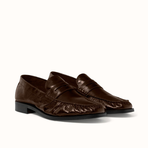 Ezra Chestnut Ruched Loafer - Men's