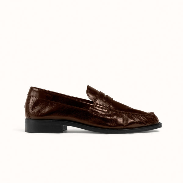 Ezra Chestnut Ruched Loafer - Women's
